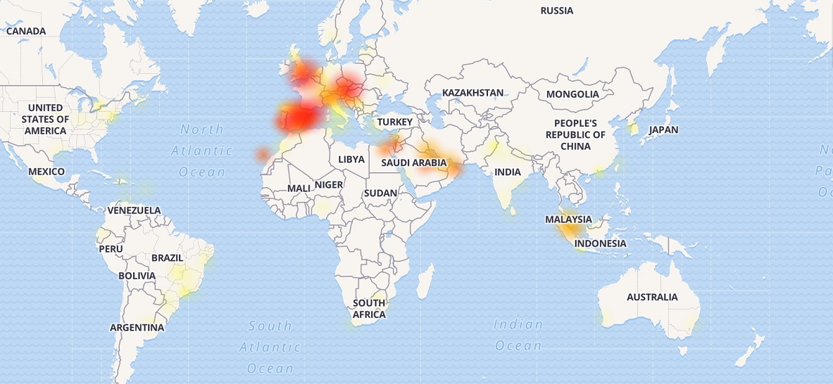 Mapa zobrazuje výpadky WhatsAppu