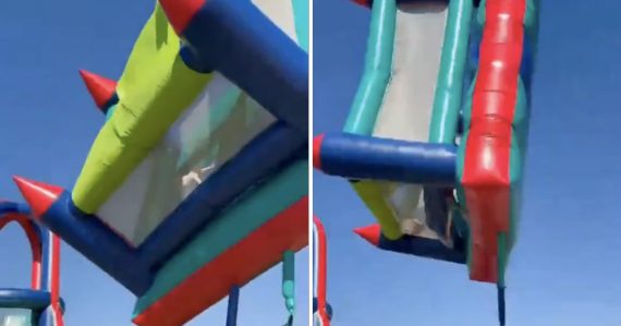 Ako z hororu: Vietor odniesol nafukovací hrad aj s deťmi. Rodičia bezmocne sledovali, ako vypadávajú von