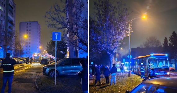 Hrôza uprostred noci: Požiar v Košiciach pohltil byt na najvyššom poschodí, vyžiadal si 90 evakuovaných aj jeden život