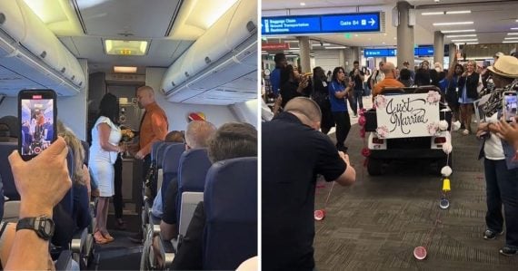 VIDEO: Netradičný obrad videl celý svet. Pár sa vzal v lietadle, nevesta hádzala kyticu medzi pasažierov