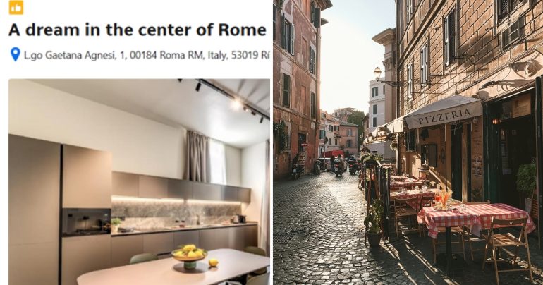 Screenshot z Bookingu a ilustračný záber Ríma