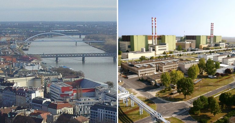 Pohľad na Dunaj a na jadrovú elektráreň v Paksi