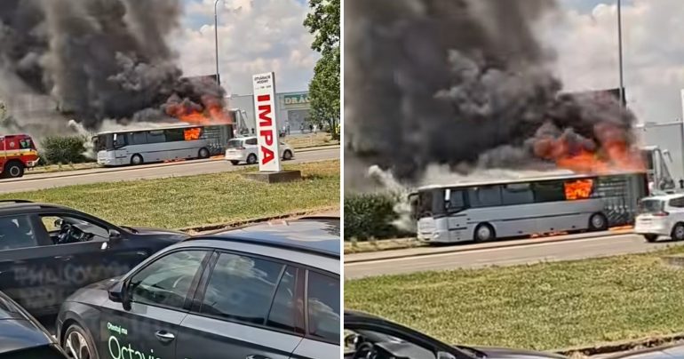 Horiaci autobus v Nitre