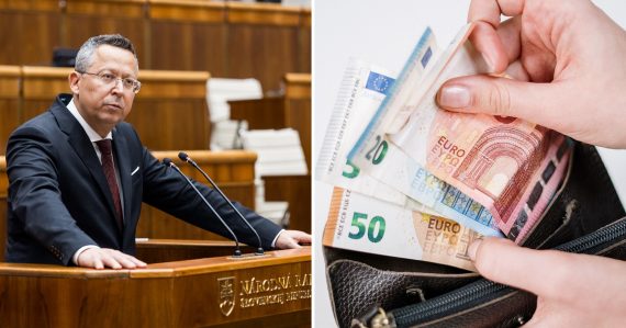 Minister financií Ladislav Kamenický a peňaženka s peniazmi