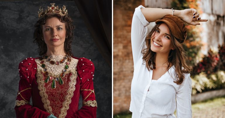 Kráľovná a usmiata žena