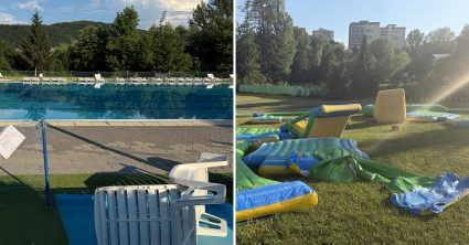 Boli sme na kúpalisku za 12 €: Plavecký bazén zatarasili ležadlom, nafukovacia atrakcia ležala v tráve
