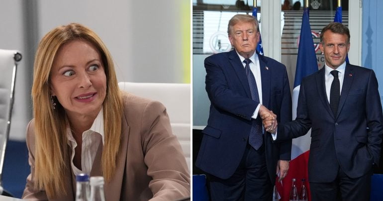 Meloniova- Trump a Macron na samite G7