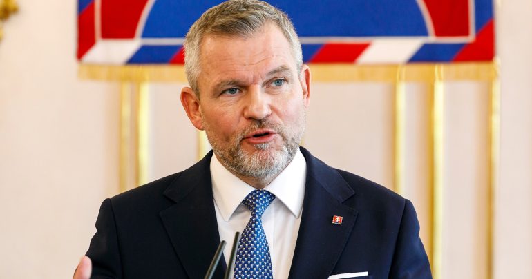 Prezident SR Peter Pellegrini počas tlačovej konferencie