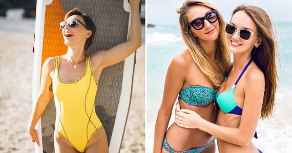 Surferka a kamarátky na pláži