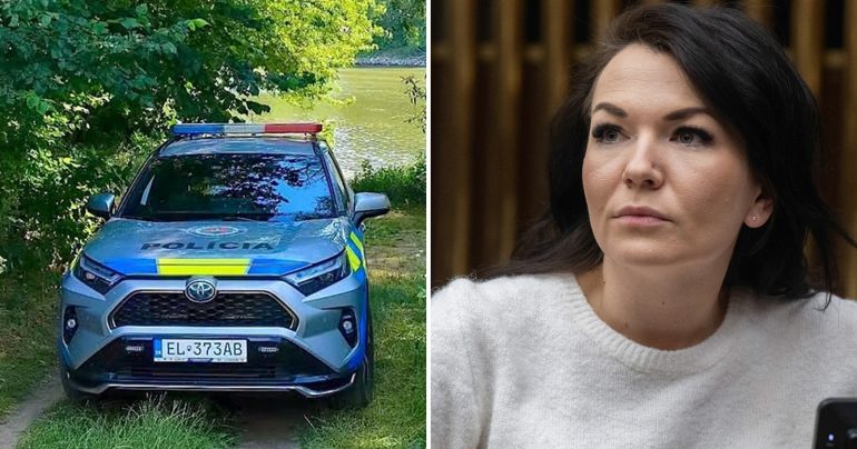Policajné auto a Beáta Jurík