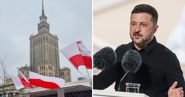 Ukrajinský prezident Zelenskyj a záber na Varšavu