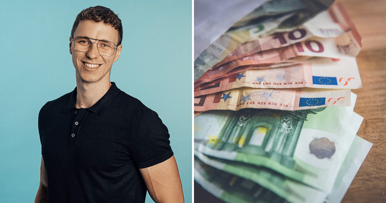 Filip Schlosser z Financopedie a obálka s peniazmi
