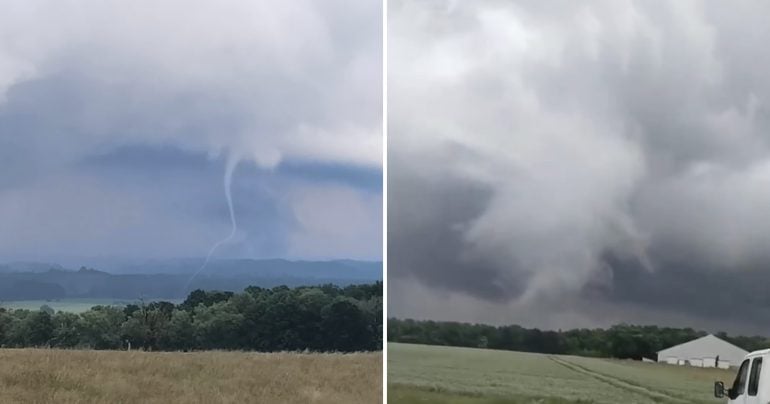 Záber na tornádo, ktoré sa prehnalo čeakom