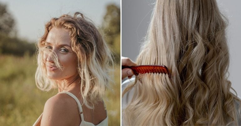 Blonďavá žena s vlnitými vlasmi