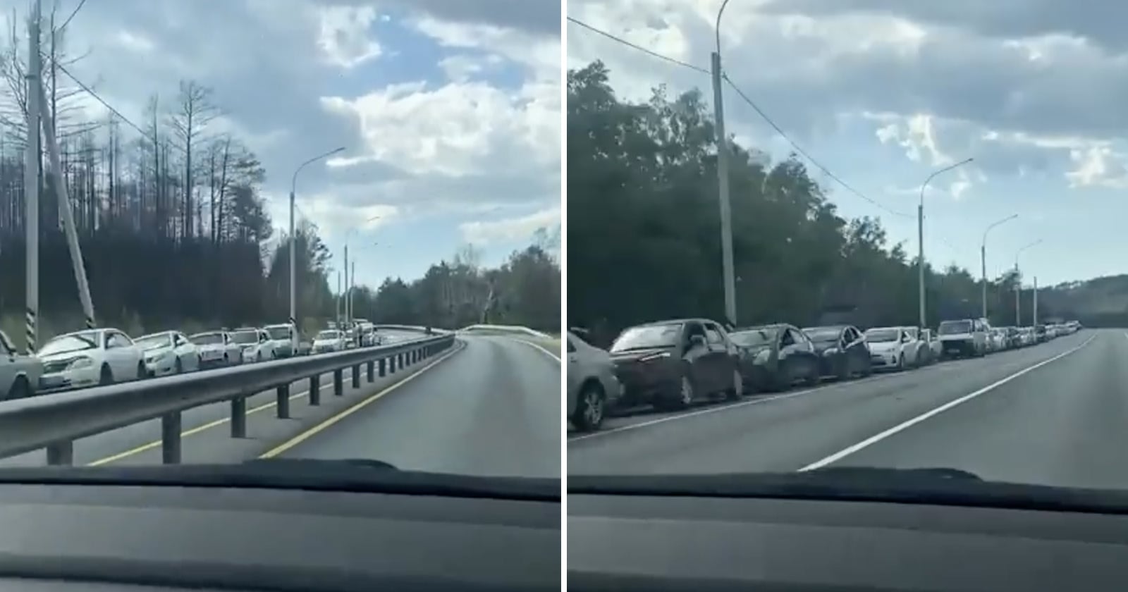 Kolóny aút v Rusku