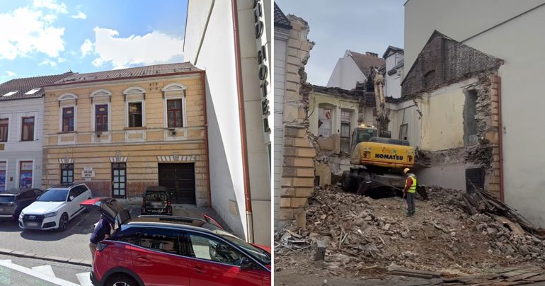 Spomínaná, v súčasnosti už neexistujúca budova v júni 2025