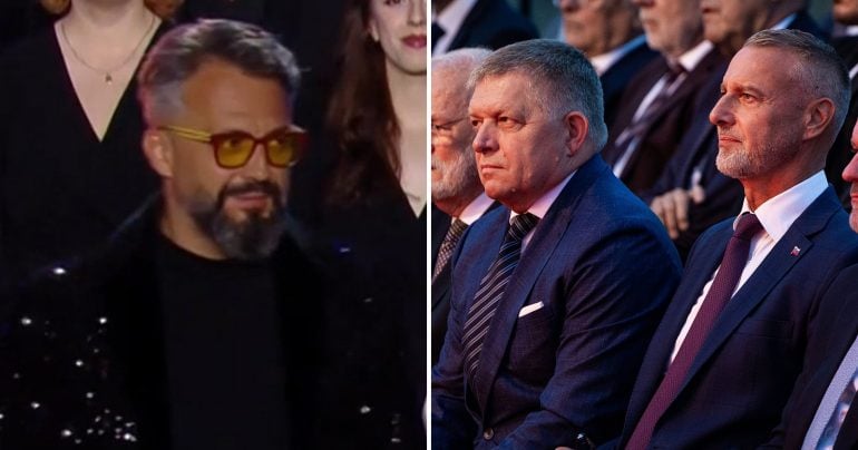 Marián Čekovský a Robert Fico počas osláv na Devíne