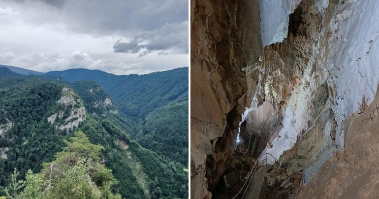 Harmanecká jaskyňa a výhľad na okolie