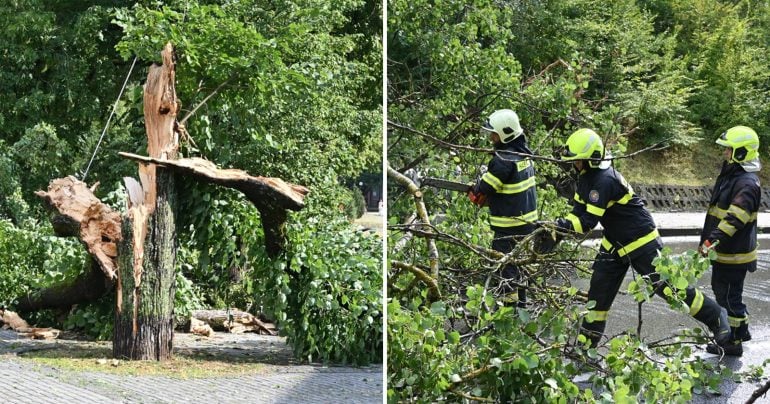 Následky búrky v Humennom