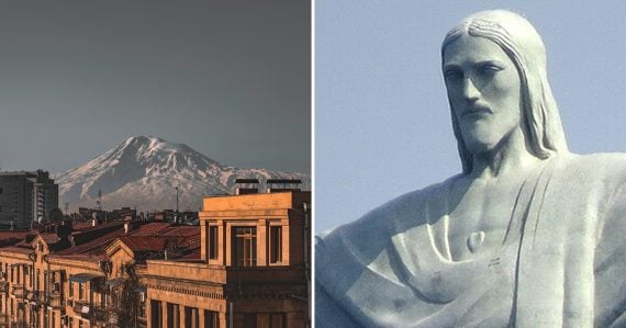 Ilustračná záber na Jerevan a inú sochu Ježiša