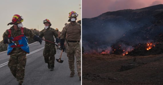 Pohľad na grécky ostrov Kréta v plameňoch
