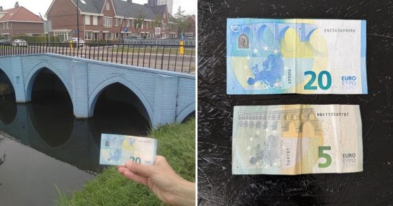 Most v Holandsku a eurobankovky