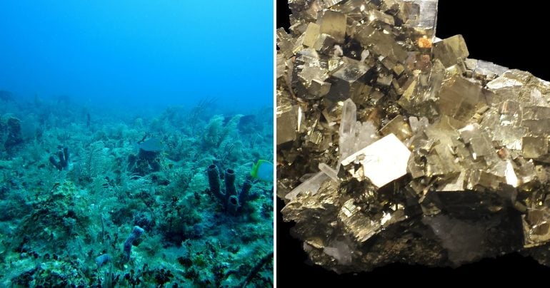 Ilustračné zábery oceánskeho dna a pyritu