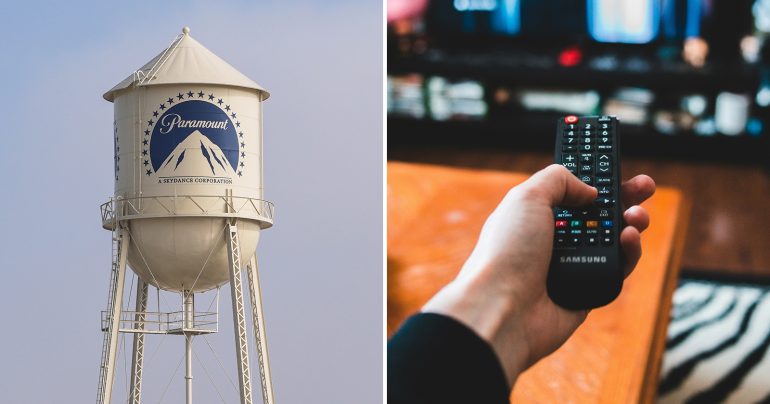 Logo štúdia Paramount a záber na televízny ovládač