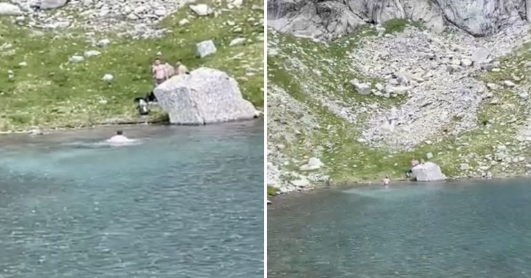 Muž sa kúpe v jednom z plies vo Vysokých Tatrách