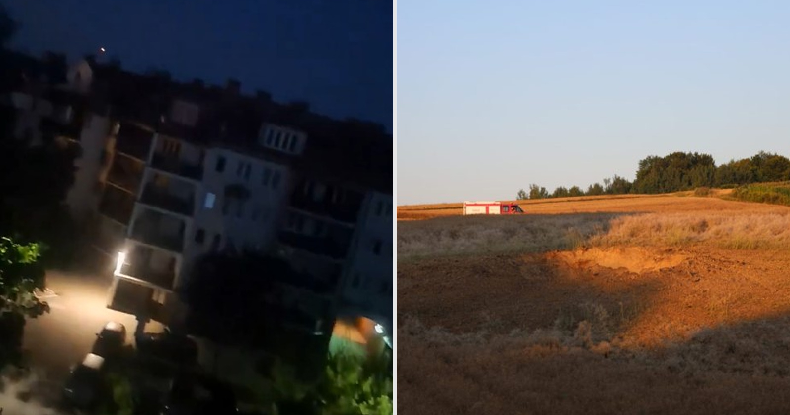 Záber na kráter a na mesto, kde sa spustili sirény