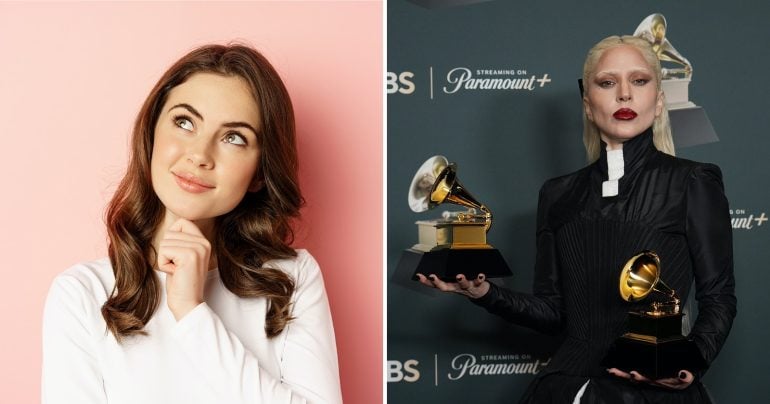 Rozmýšľajúce dievča a speváčka Lady Gaga