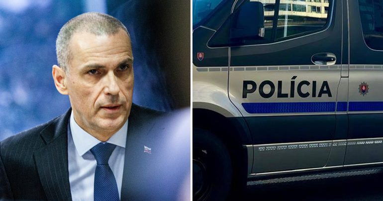 Generálny prokurátor Maroš Žilinka a policajné auto