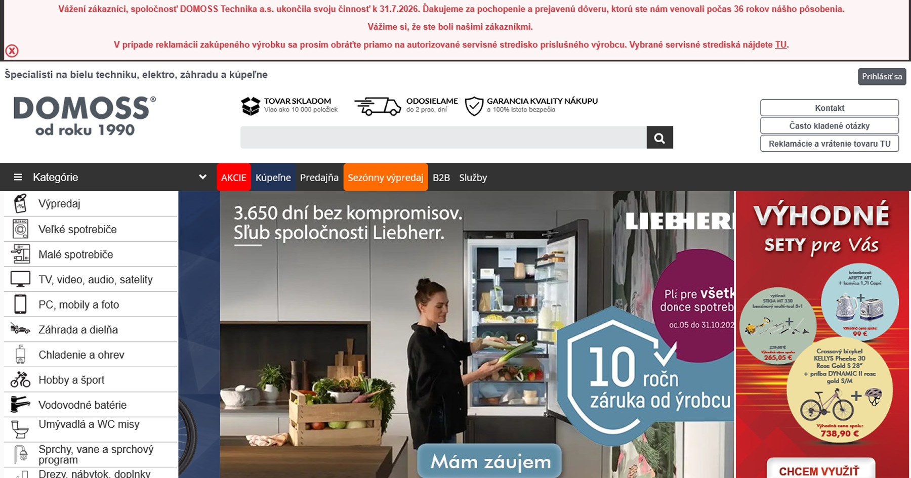 Web spoločnosti Domoss