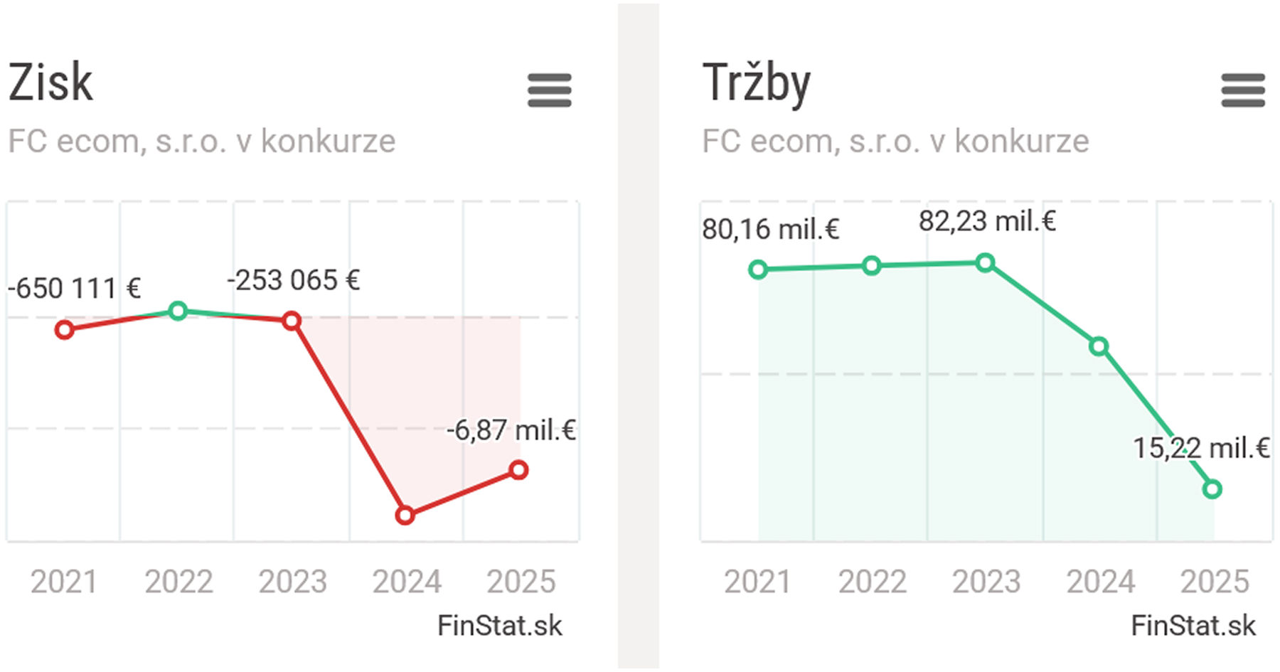 Hospodárske výsledky spoločnosti FC ecom