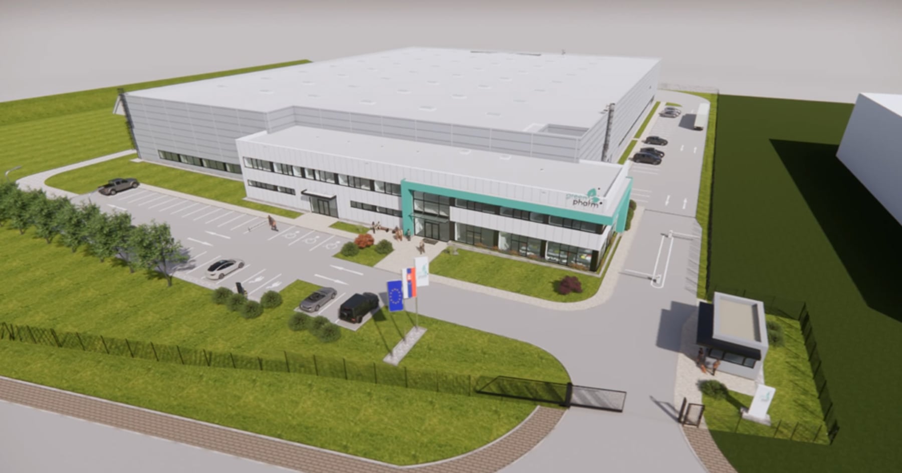 Vizualizácia budovy spoločnosti Green Pharm