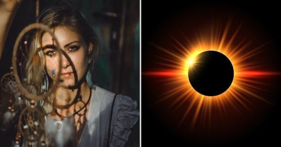 Žena s lapačom snov a zatmenie Slnka