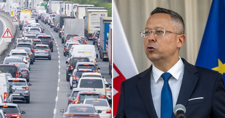 Kolóna áut a Ladislav Kamenický