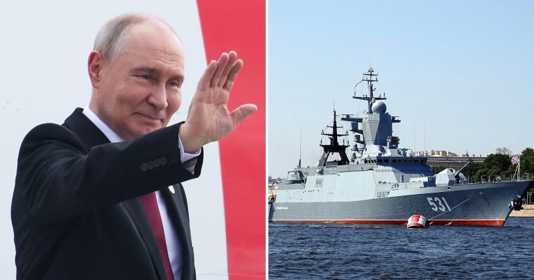 Ruský prezident Putin a ruská vojnová loď