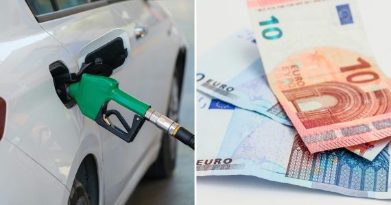Auto počas tankovania a peniaze