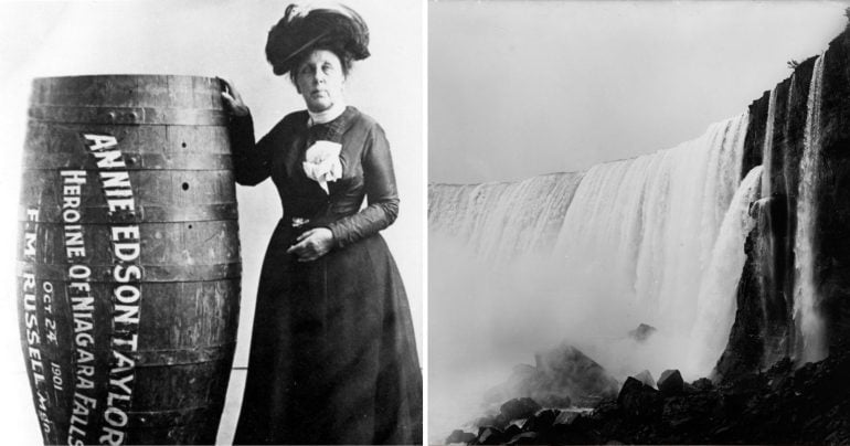 Annie Edson Taylor a Niagarské vodopády - historické zábery