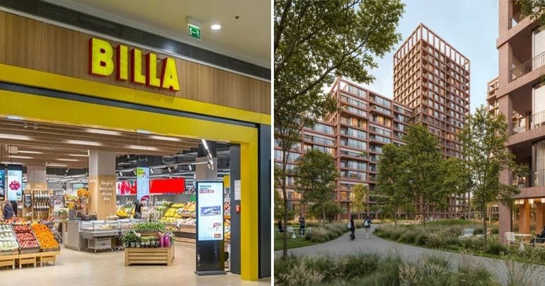 Predajňa Billa a vizualizácia projektu Spartakovská