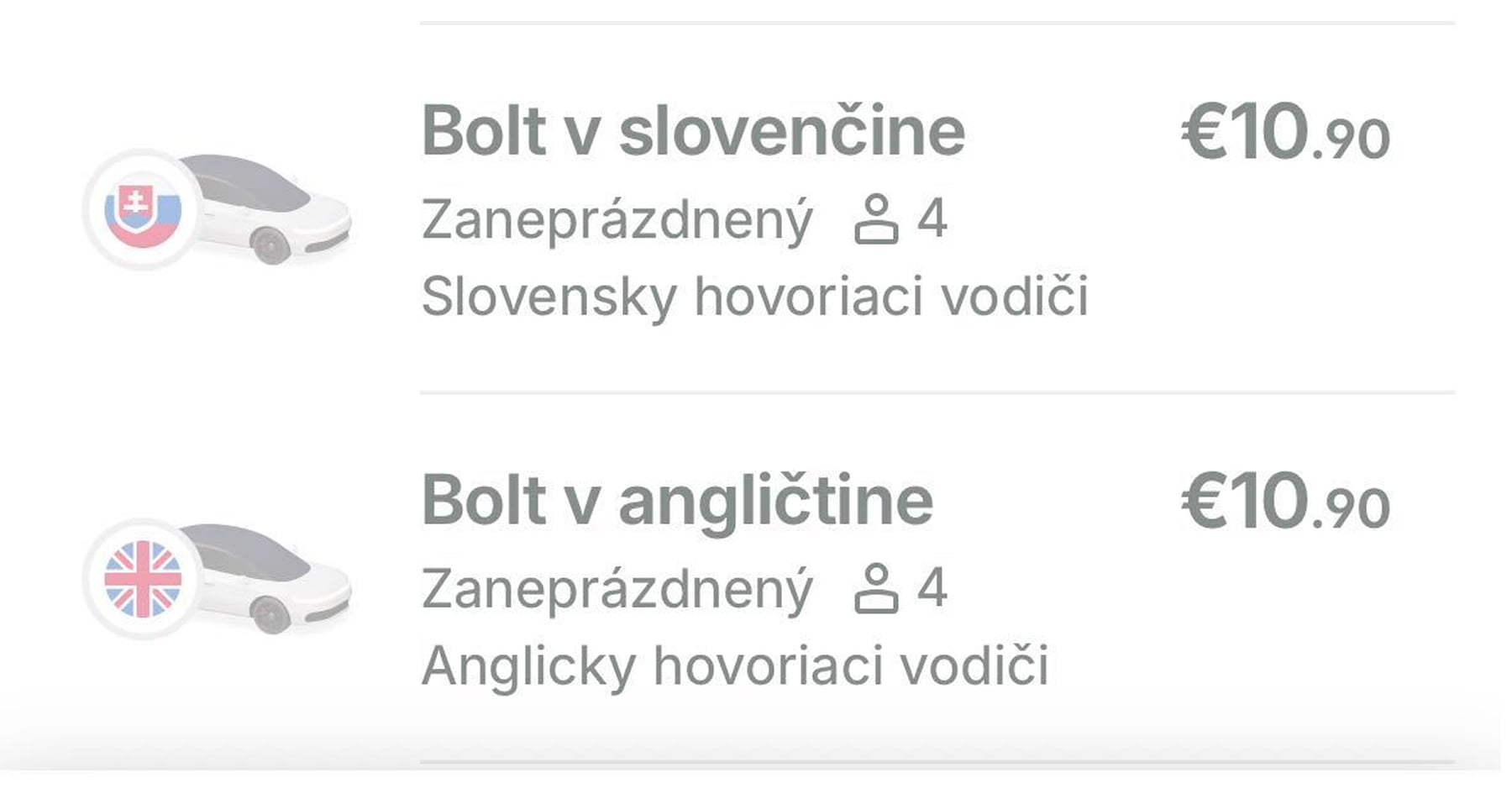 Bolt výber jazyku