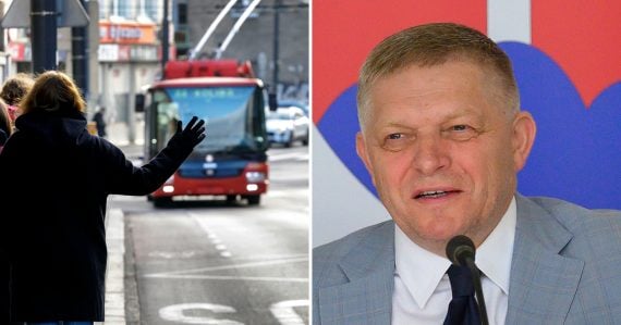 Autobusová zastávka a Robert Fico