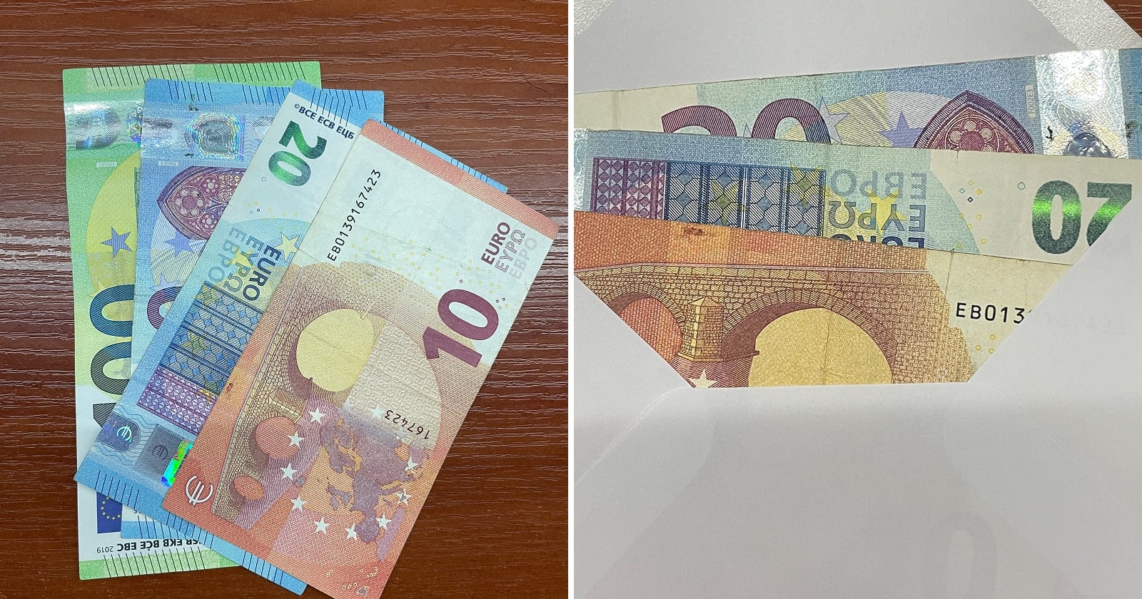 Eurobankovky v obálke