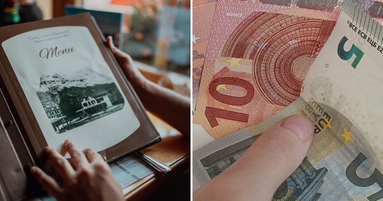 Menu v reštaurácii a peniaze