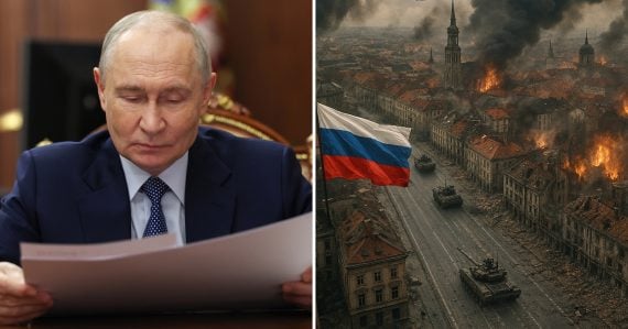 Putin a tanky v uliciach
