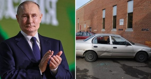 Putin tlieska, fotka starého auta