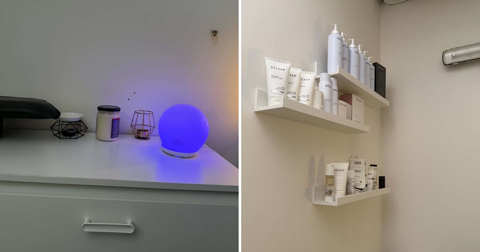 Lampa a kozmetika v salóne krásy
