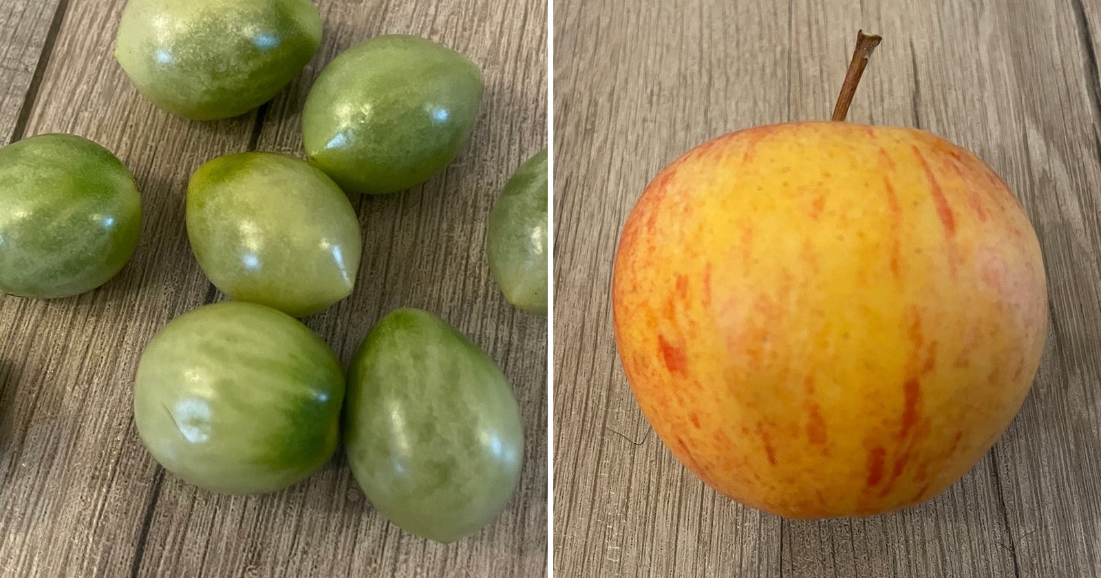 Zelené paradajky a jablko